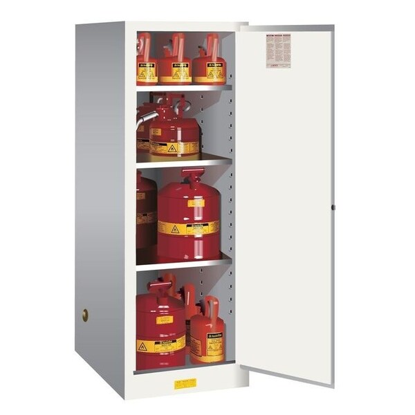 Justrite 54 gal, 3 Shelves, 18-Gauge Steel, 23.25 in W x 65 in H x 34 in D, white 895405 - main